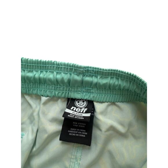 Neff Men's XL Green & Blue Swim Trunks Smiley Face Pockets Unlined‎ - Picture 4 of 5
